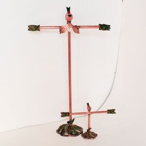 Copper & Brass Bird Jewelry Stands | Necklace, Bracelet Organizer | Set of 2